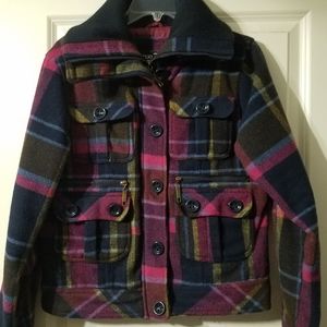 Blue and pink Plaid Winter Coat